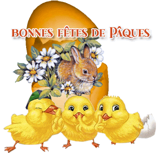 Gif animé bonnes fêtes de Pâques lapin poussins